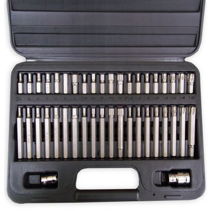 Autojack 42 Piece Torx Star Spline Socket Bit Set, 3/8 1/2 Drive 10mm Hex, S2 CR-V Long & Short Bits