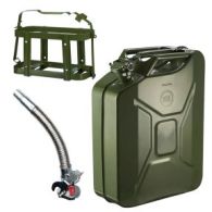 Autojack 20L Green Steel Jerry Can with Flexi Spout & Storage Holder