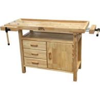 Lumberjack Woodworking Bench with 3 Drawers On-board Cabinet and 2 Vices