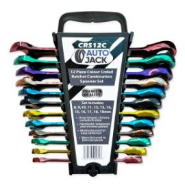 Autojack 12 Piece Multi-coloured Ratchet Spanner Set